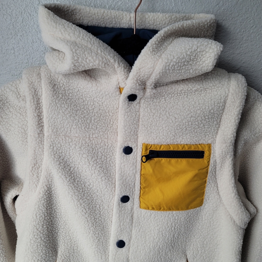 NWT The Sunday Collective 2-In-1 Fleece Jacket, Size 8Y, Color Almond Milk - Picture 4 of 13